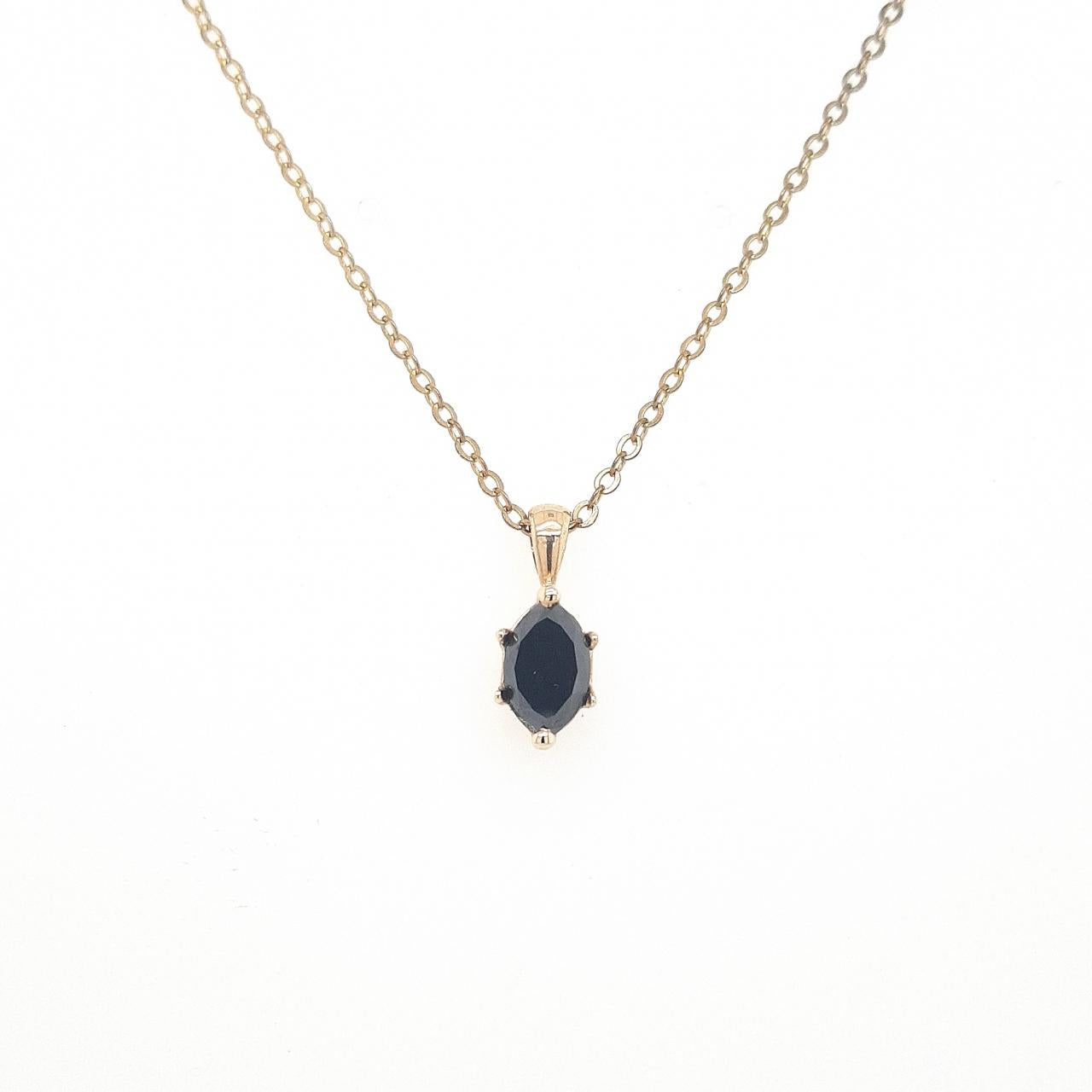 Diamond Pendant - 18ct Yellow Gold 1.98ct Black Marquise Diamond Pendant