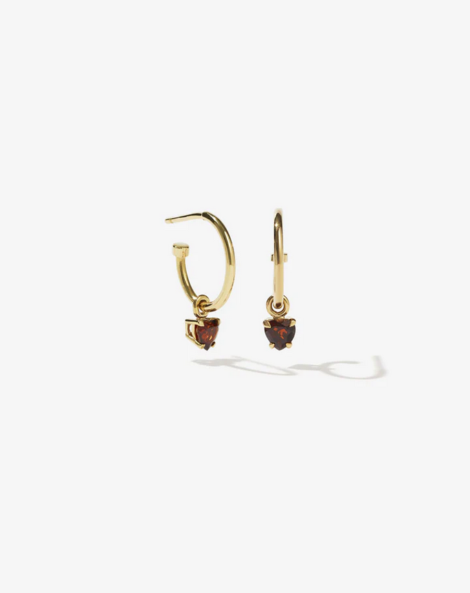 Meadowlark Gold Plated Thai Garnet Micro Heart Signature Hoops