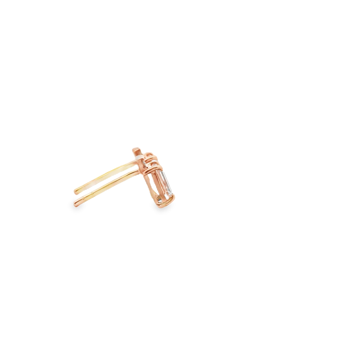 Morganite & Diamond 9k Rose Gold Baguette Cut Stud Earrings