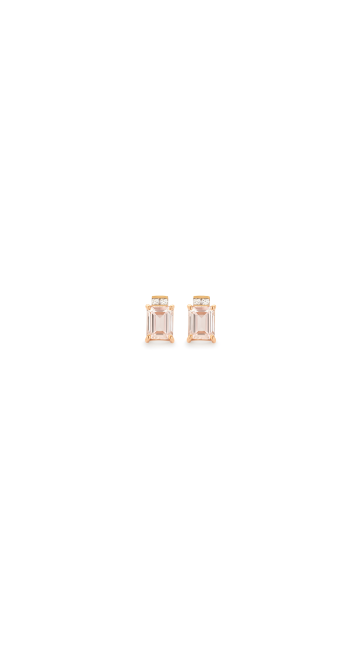 Morganite & Diamond Stud Earrings in 9ct Rose Gold