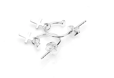 Stolen Girlfriends Club Sterling Silver Stolen Cross Anchor Sleeper Earrings