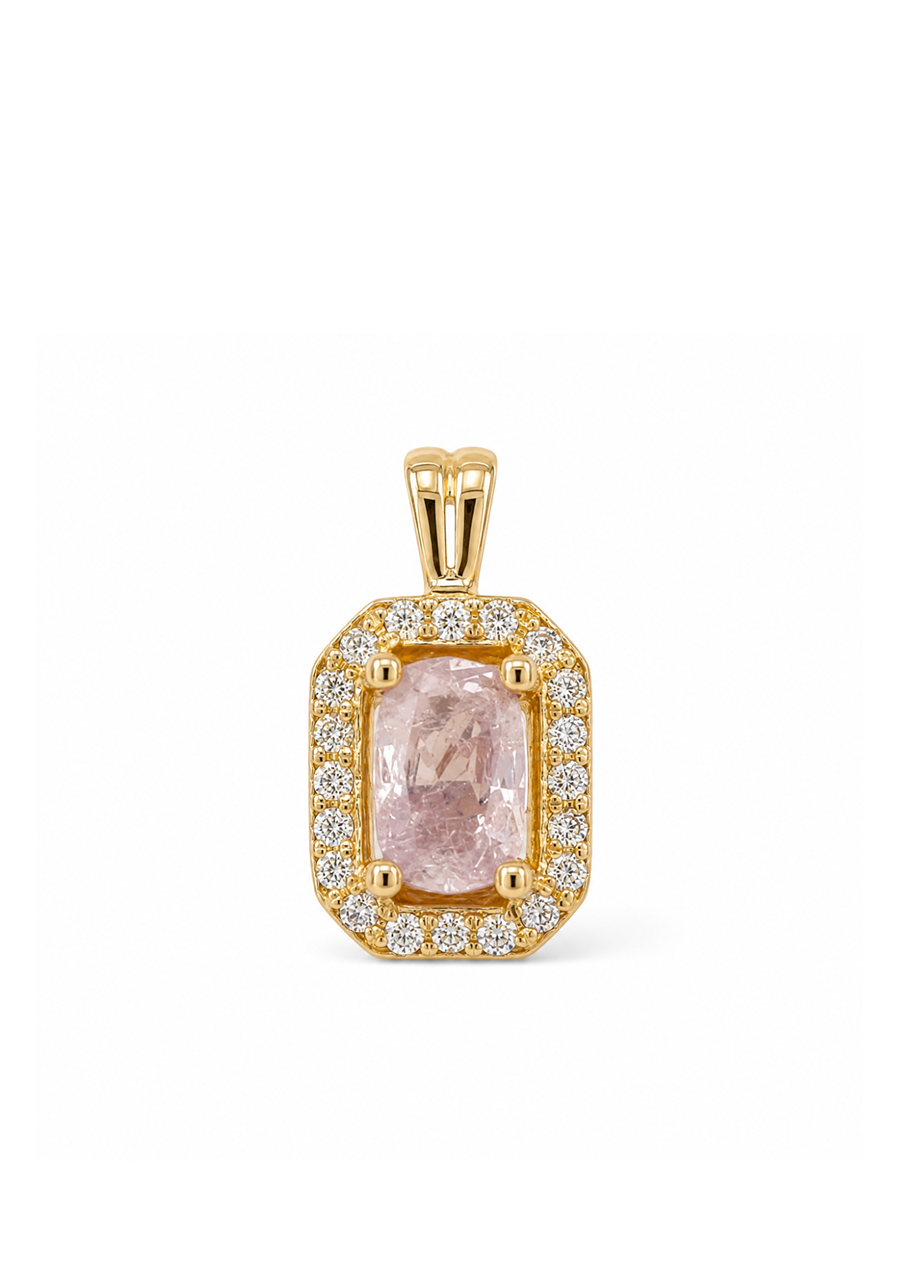 18ct Yellow Gold Pink and White Diamond Pendant