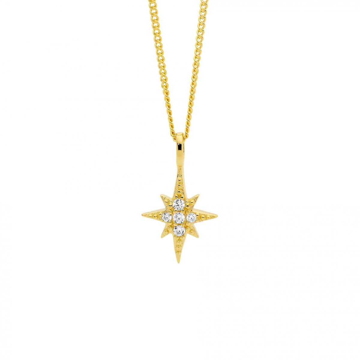 Ellani Yellow Gold Plated Cubic Zirconia Star Pendant Necklace