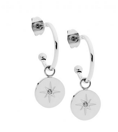 Lily Cross Hook Stud: (White CZ), Lily Cross Hook Piercing (White CZ)