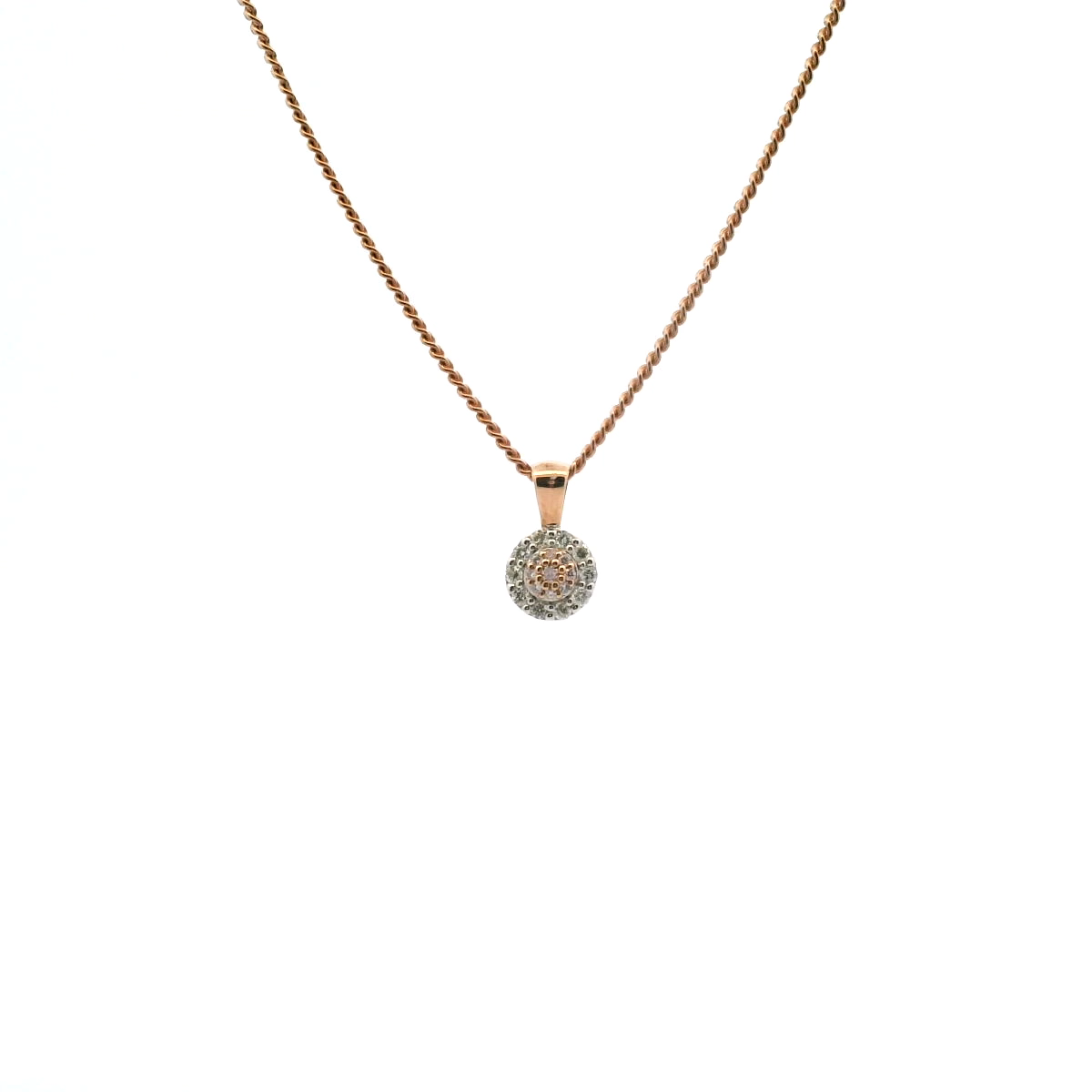 Pink Diamond & White Gold 9ct Rose & White Gold Cluster Pendant