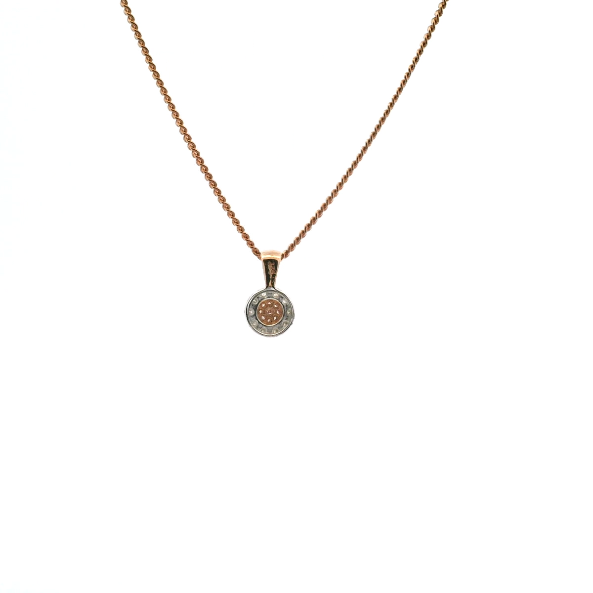 Pink Diamond & White Gold 9ct Rose & White Gold Cluster Pendant