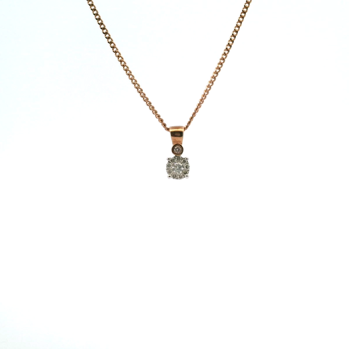 Pink Diamond - 9ct Rose Gold Pink Caviar and White Diamond Pendant