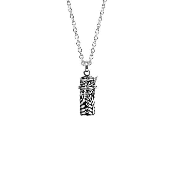 Evolve Sterling Silver Silver Fern (Natural Beauty) with Greenstone Locket Pendant Necklace