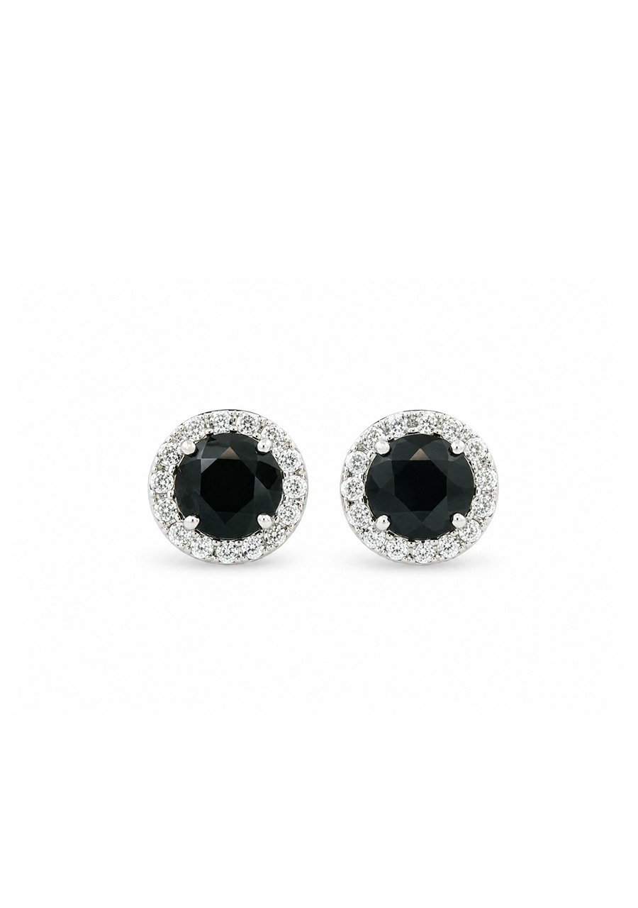 9ct White Gold Sapphire and Diamond Halo Earrings
