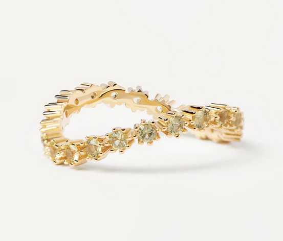 PD Paola 18ct Yellow Gold Plated Green Tide Gold Ring