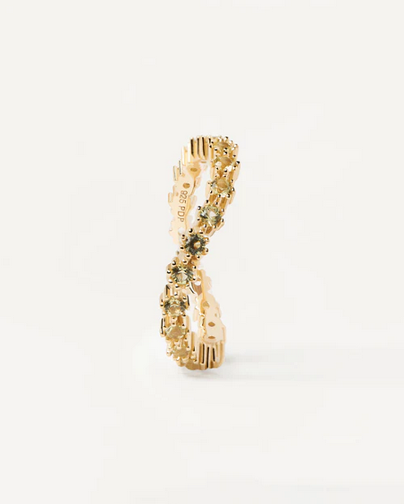 PD Paola 18ct Yellow Gold Plated Green Tide Gold Ring