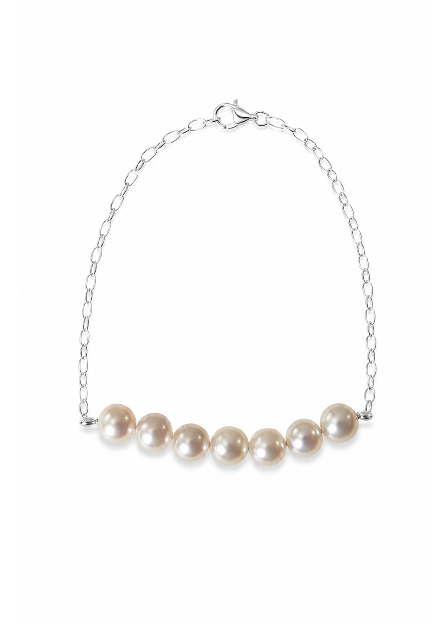 Sterling Silver Freshwater White Pearl Bracelet