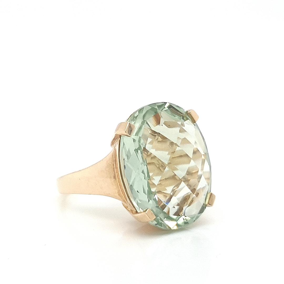 Green Amethyst 9k Yellow Gold Oval Ring