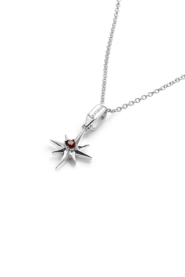 Stolen Girlfriends Club Sterling Silver Garnet Lucky Star Pendant Necklace