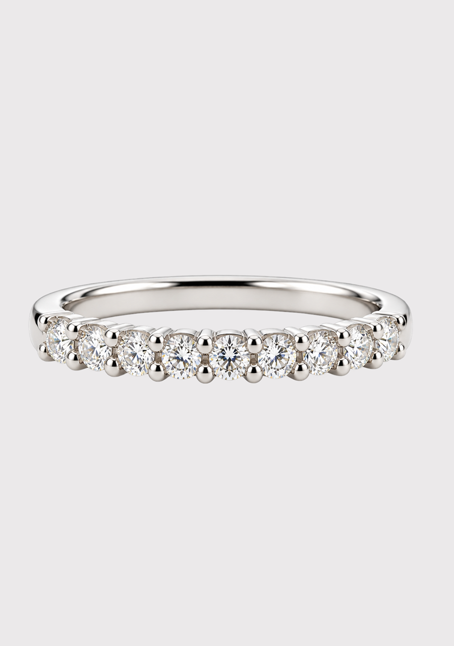 18ct White Gold Diamond Claw Set Band