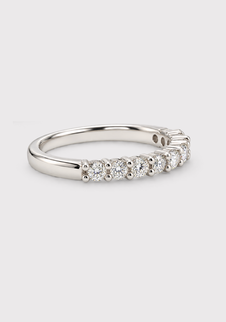 18ct White Gold Diamond Claw Set Band