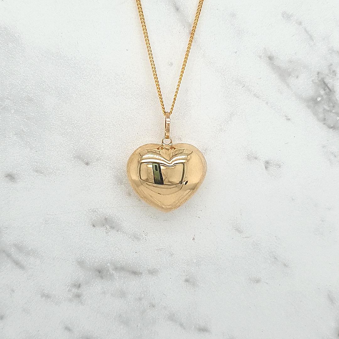 Puff Heart 17mm Pendant in 9ct Yellow Gold
