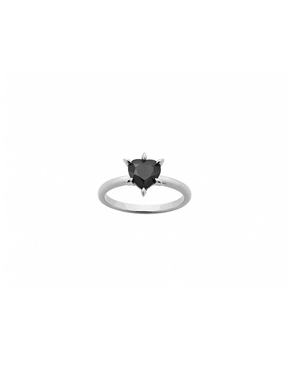 Karen Walker Sterling Silver Cupid's Heart Black Onyx Ring