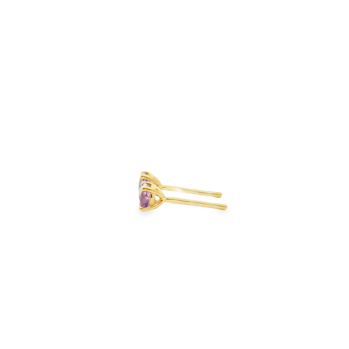 9ct Yellow Gold Round Amethyst Four Claw Stud Earrings