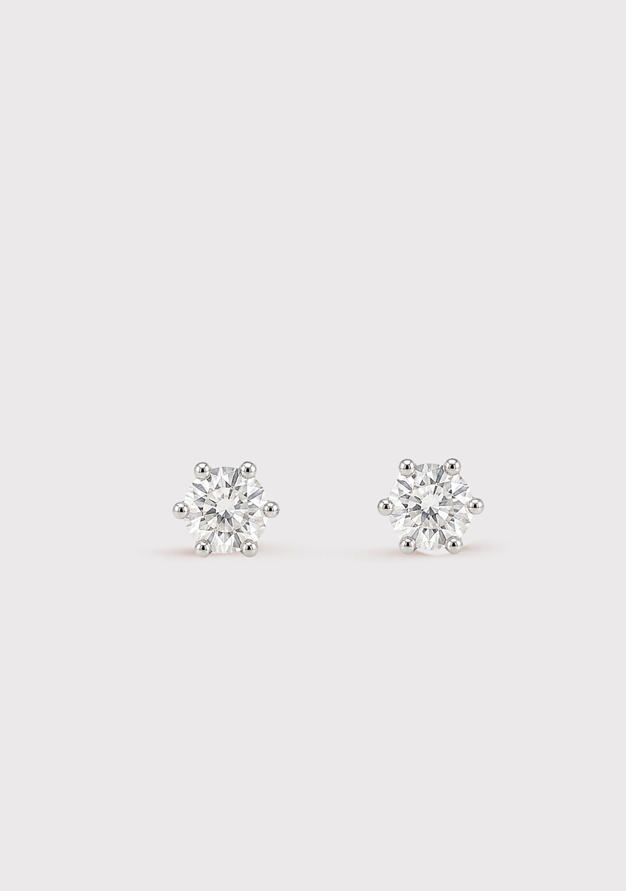 9ct White Gold 0.20ct Round Brilliant Six Claw Set Diamond Stud Earrings