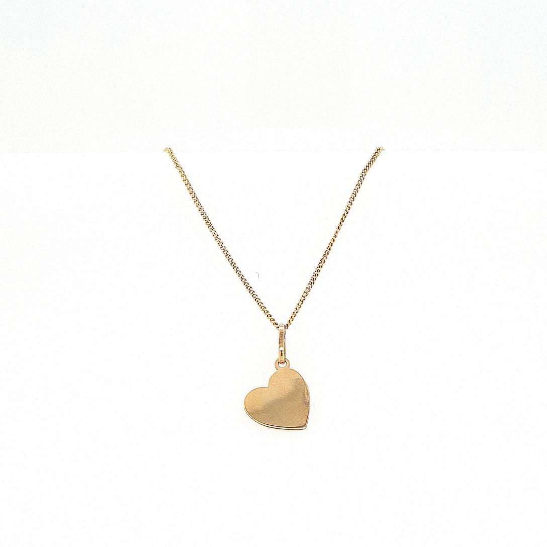 9ct Yellow Gold Heart Disc Pendant