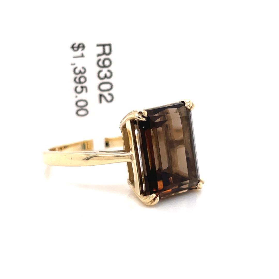 Smokey Quartz 9k Yellow Gold RIng