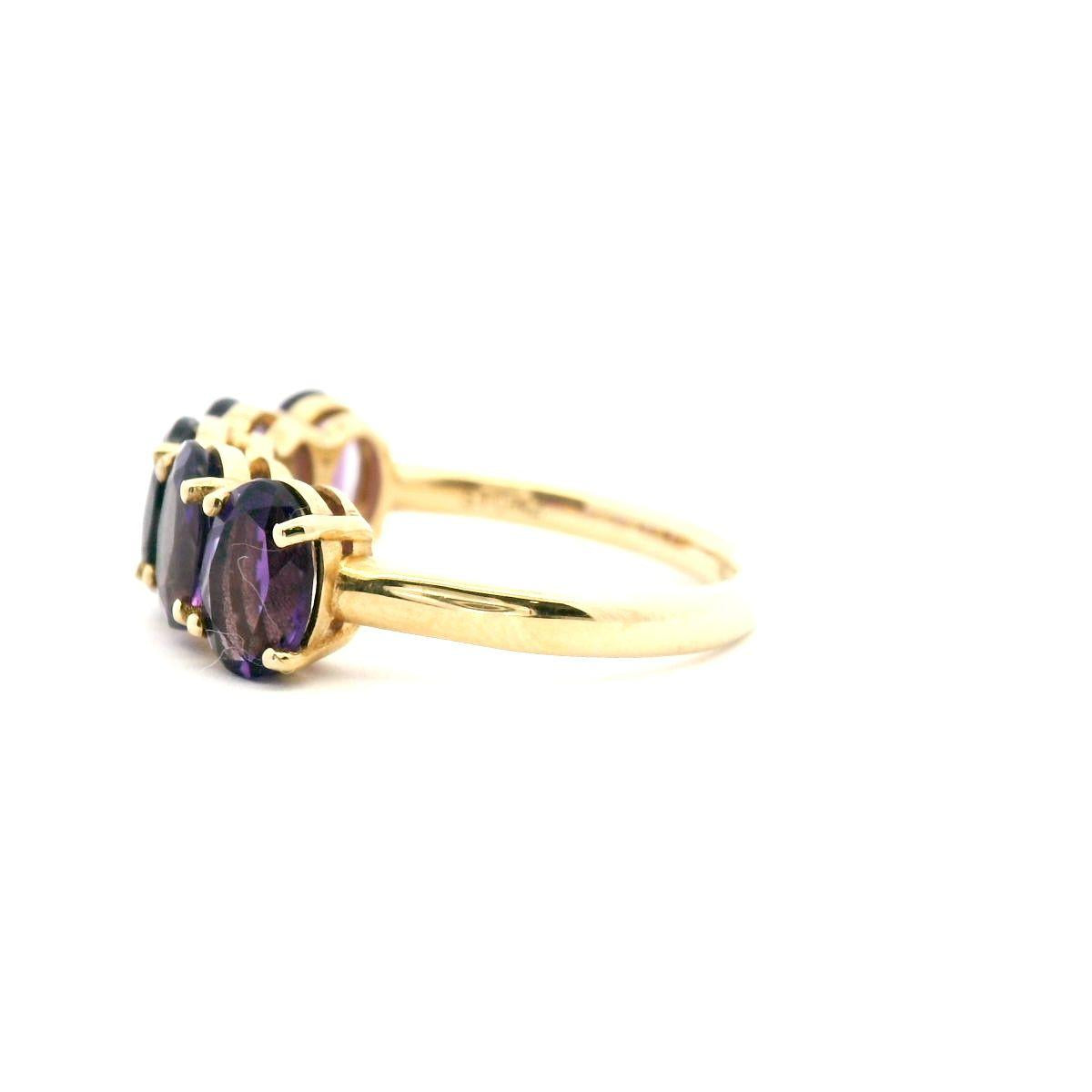 Five Stone Amethyst Ring in 9ct Yellow Gold