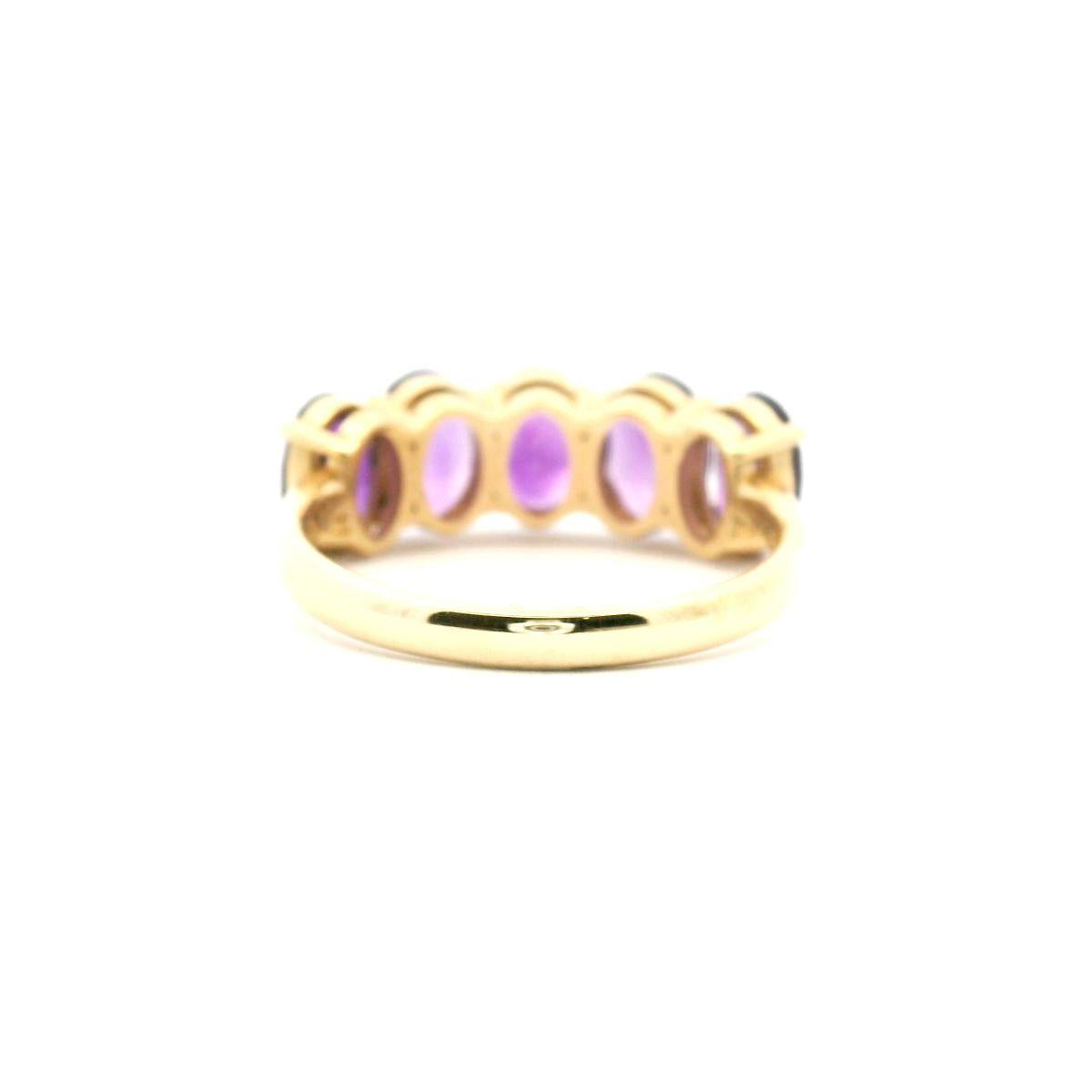 Five Stone Amethyst Ring in 9ct Yellow Gold
