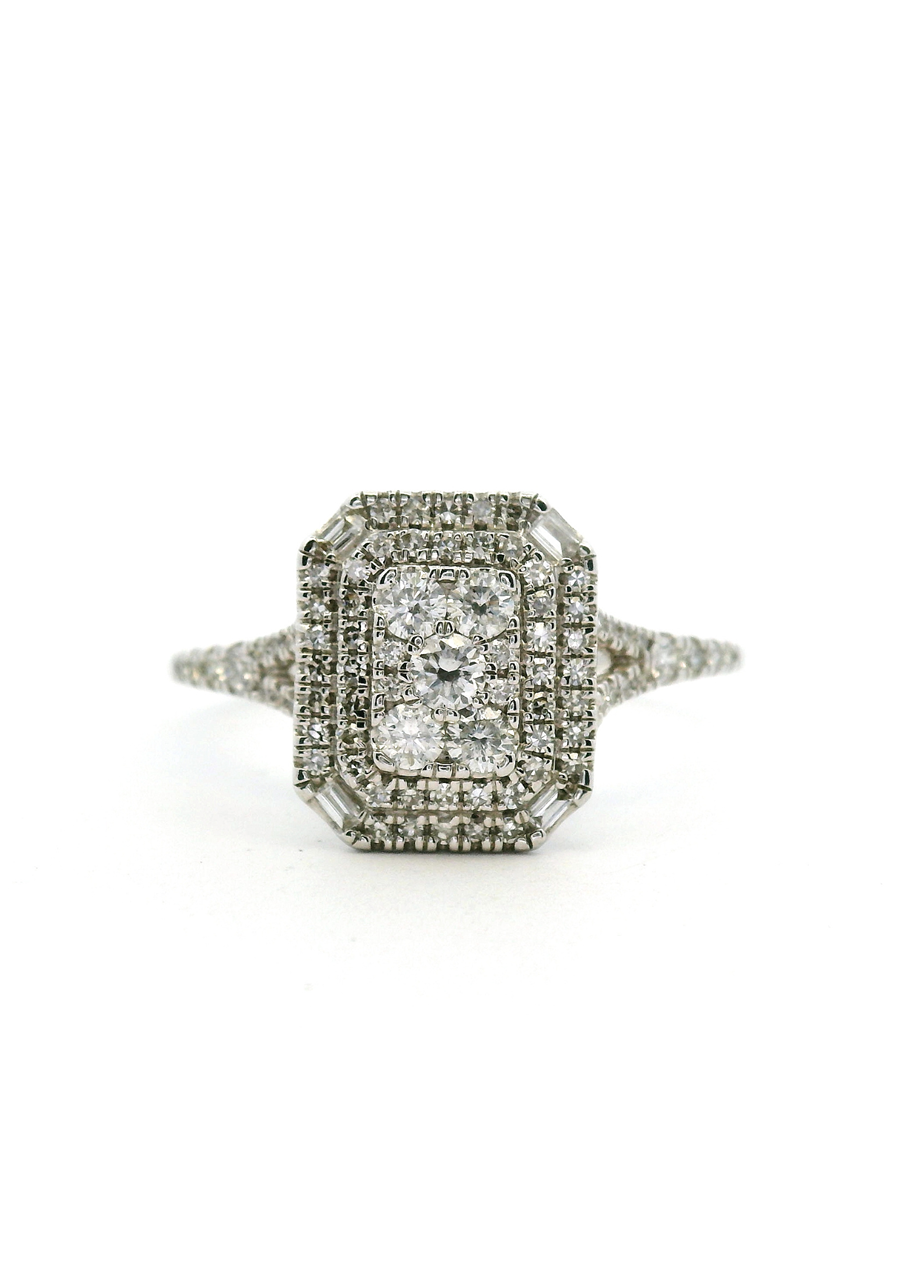 9ct White Gold 0.50ct Multi Cluster Diamond Ring