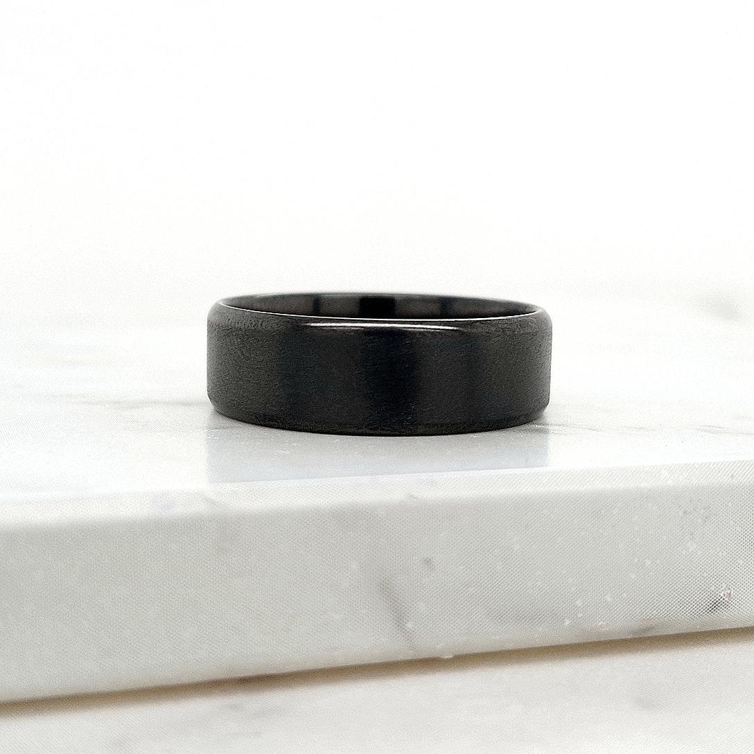 Gents Black Zirconium Sanded Band