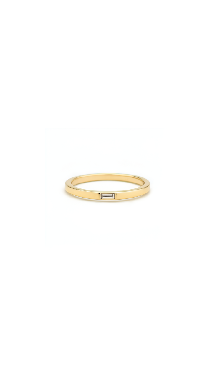 Baguette Diamond Punch Set Ring in 9ct Yellow Gold