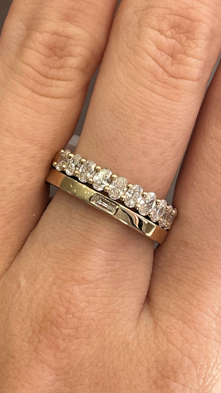Baguette Diamond Punch Set Ring in 9ct Yellow Gold