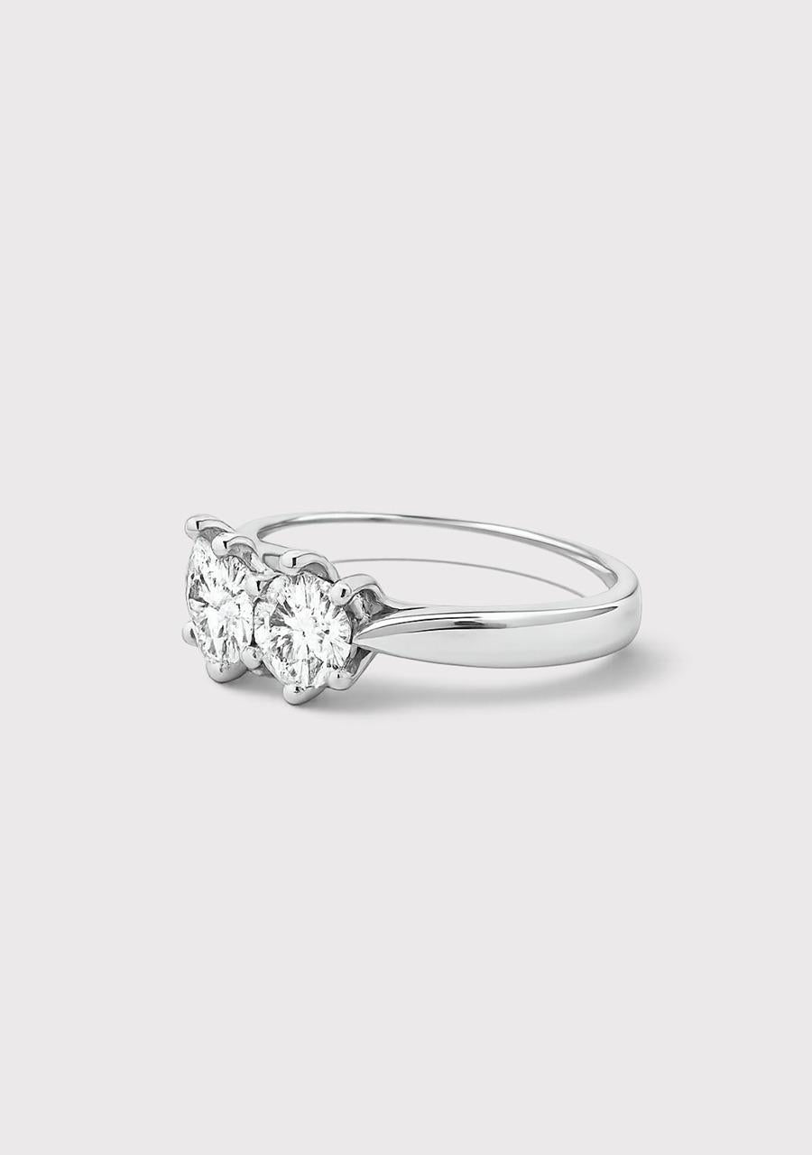 18ct White Gold 1.38ct Round Brilliant Lab Grown Diamond Claw Set Three Stone Ring