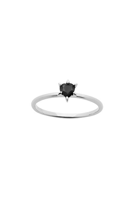 Karen Walker Sterling Silver Mini Cupid's Heart Black Onyx Ring