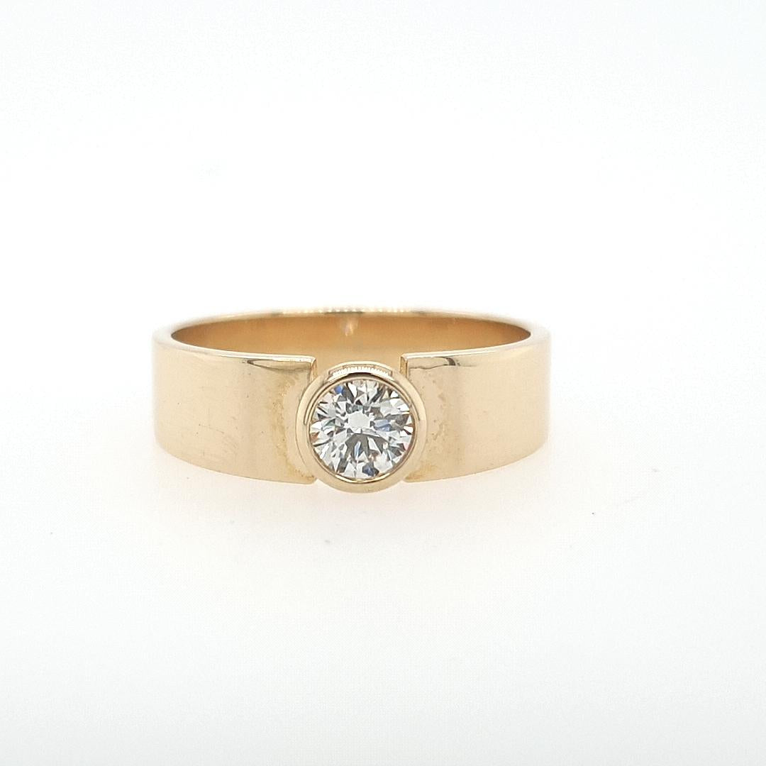 9ct Yellow Gold Bezel Set Diamond Ring