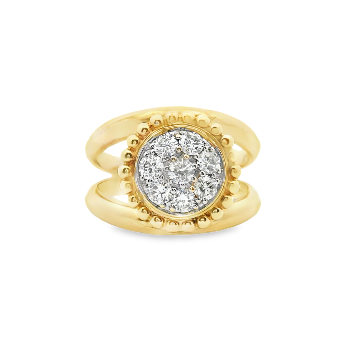 Diamond Cluster Split Band Ring in 9ct Yellow Gold