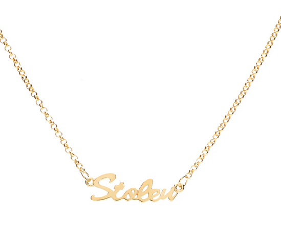 Stolen Girlfriends Club 18ct Yellow Gold Plated Stolen Script Necklace