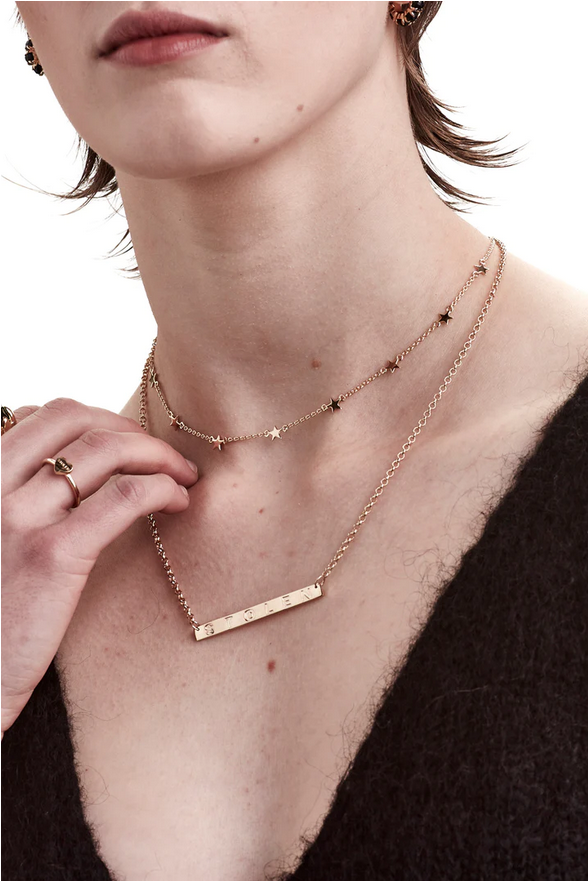 Stolen Girlfriends Club 18ct Yellow Gold Plated Stolen Plank Necklace