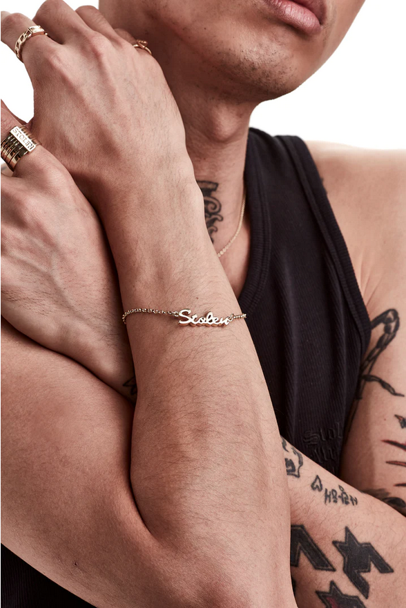 Stolen Girlfriends Club 18ct Yellow Gold Plated Stolen Script Bracelet