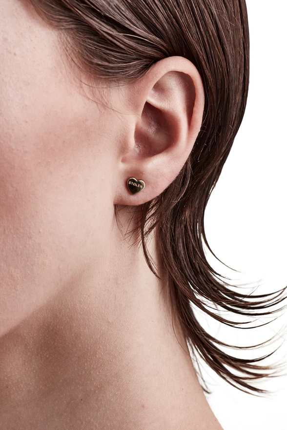 Stolen Girlfriends Club 18ct Yellow Gold Plated Stolen Heart Stud Earrings