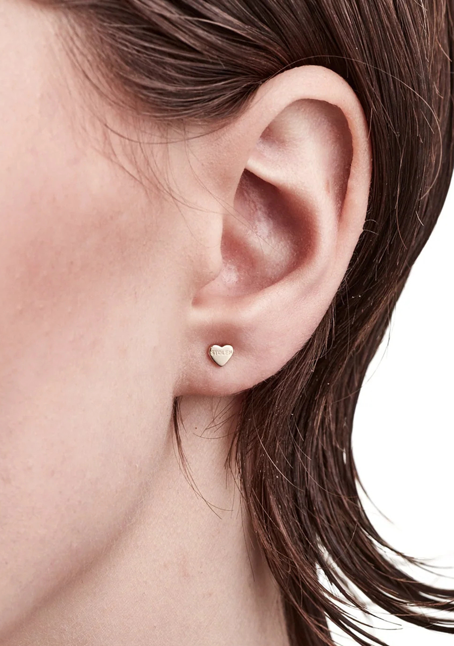 Stolen Girlfriends Club 18ct Yellow Gold Plated Tiny Stolen Heart Stud Earrings