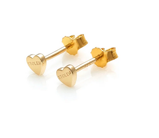 Stolen Girlfriends Club 18ct Yellow Gold Plated Tiny Stolen Heart Stud Earrings