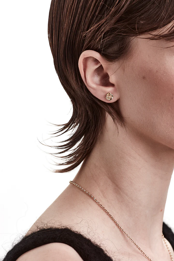Stolen Girlfriends Club 18ct Yellow Gold Plated Rose Bud Stud Earrings