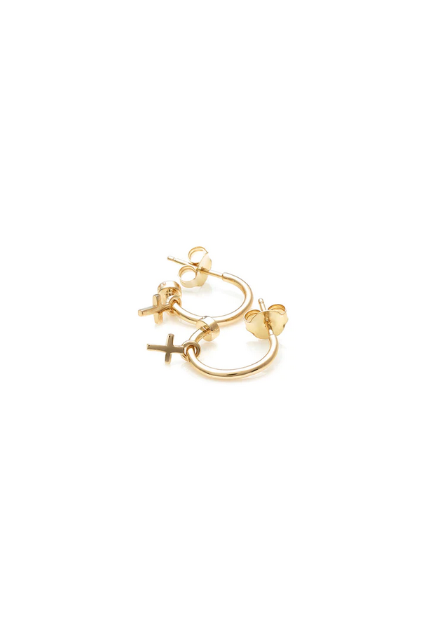 Stolen Girlfriends Club 18ct Yellow Gold Plated Stolen Cross Anchor Sleeper Earrings