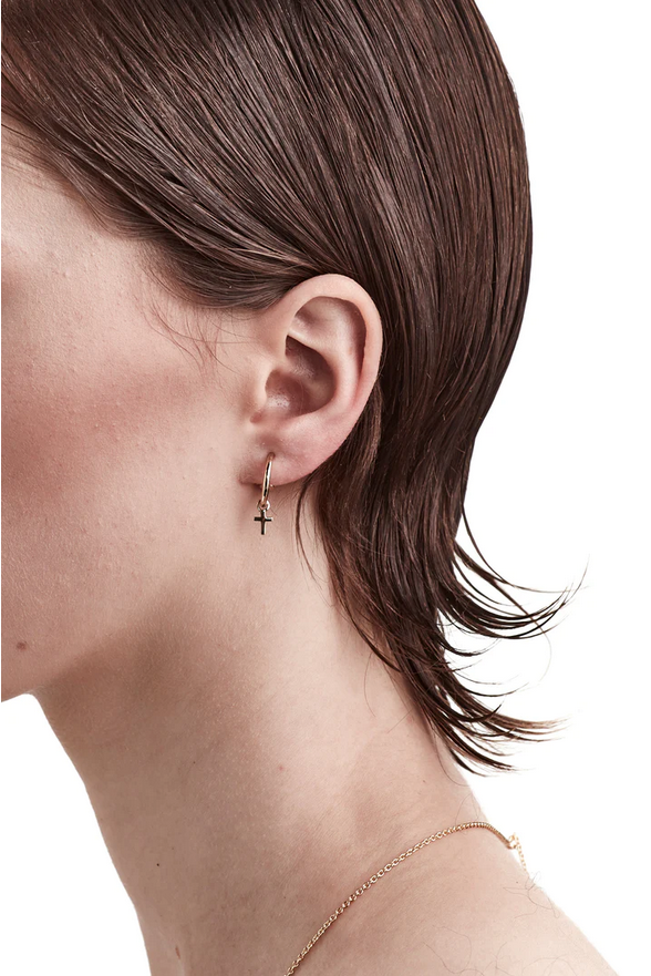 Stolen Girlfriends Club 18ct Yellow Gold Plated Stolen Cross Anchor Sleeper Earrings