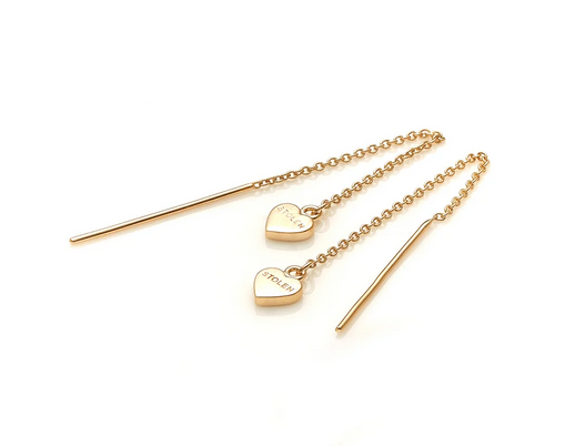 Stolen Girlfriends Club 18ct Yellow Gold Plated Falling Stolen Heart Thread Earrings