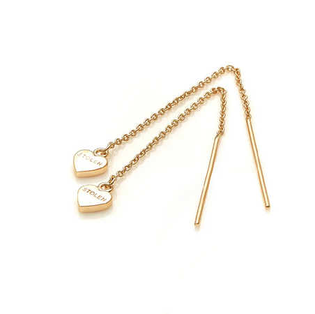 Stolen Girlfriends Club 18ct Yellow Gold Plated Falling Stolen Heart Thread Earrings