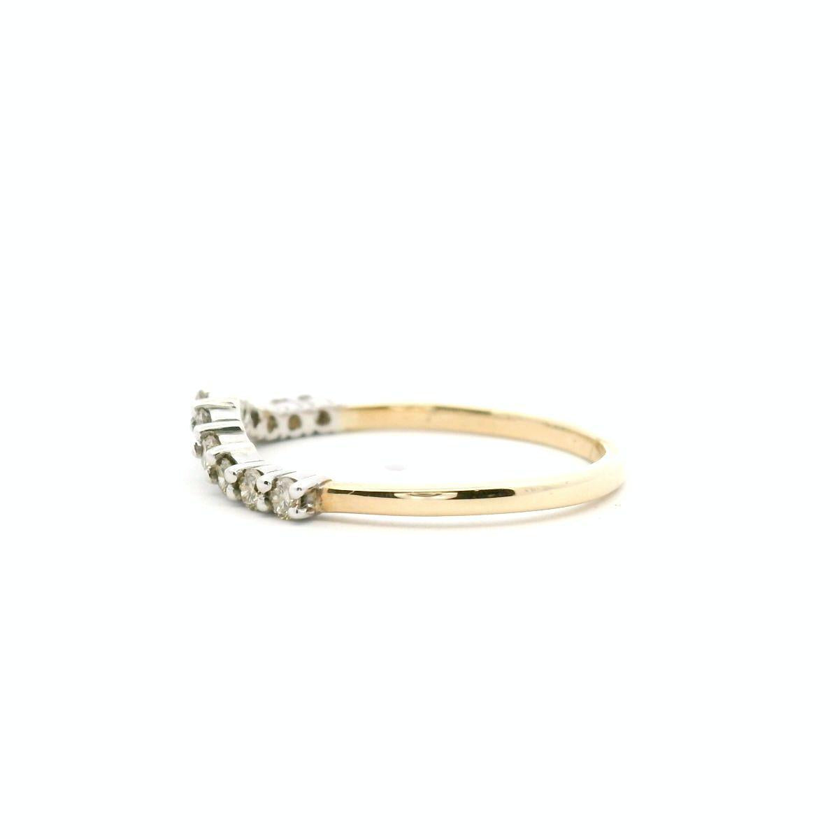 9ct Yellow and White Gold Diamond Curved Ring