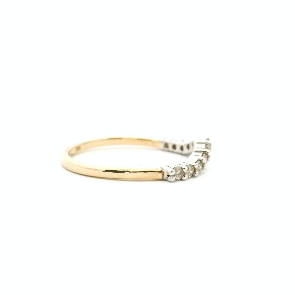 9ct Yellow and White Gold Diamond Curved Ring