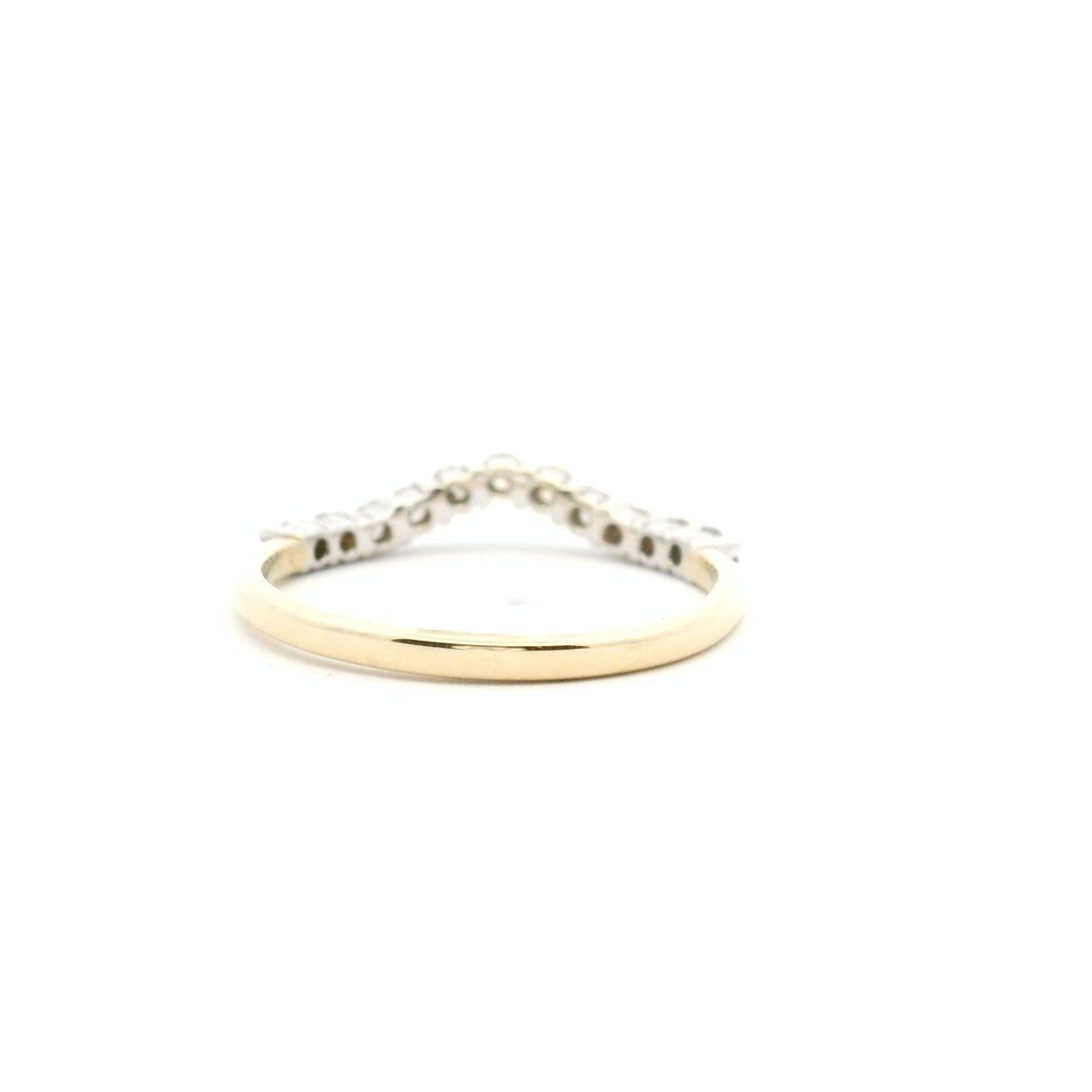 9ct Yellow and White Gold Diamond Curved Ring